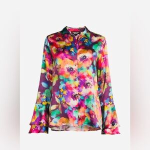 Johnny Was Elektra Flounce Sleeve Women’s Shirt Silk Blouse Size XS SOLD OUT 🌺